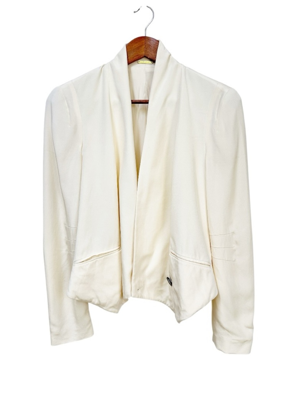 Rebecca Minkoff Becky Jacket Cream Silk Open-Front Draped Blazer Size Small